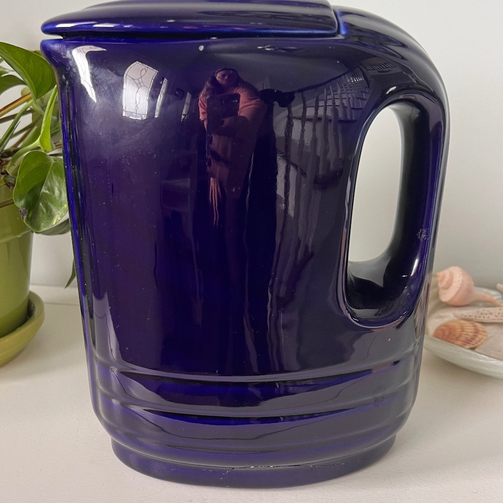 Westinghouse Hall China Cobalt Blue Art Deco Vintage Pitcher 1940s